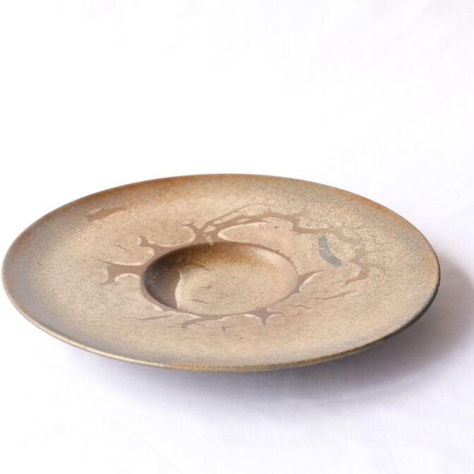 リゾット皿[29cm]マンガン結晶釉、城島瓦での焼成