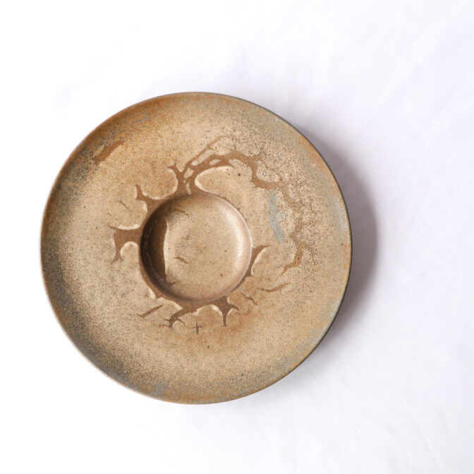 リゾット皿[29cm]マンガン結晶釉、城島瓦での焼成